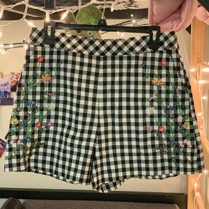 topshop gingham flower plaid shorts
